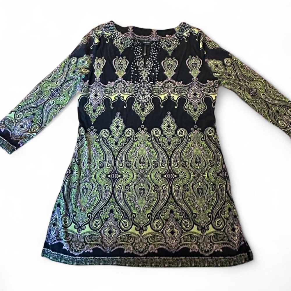 INC International Concepts Black and Green Blouse Size L